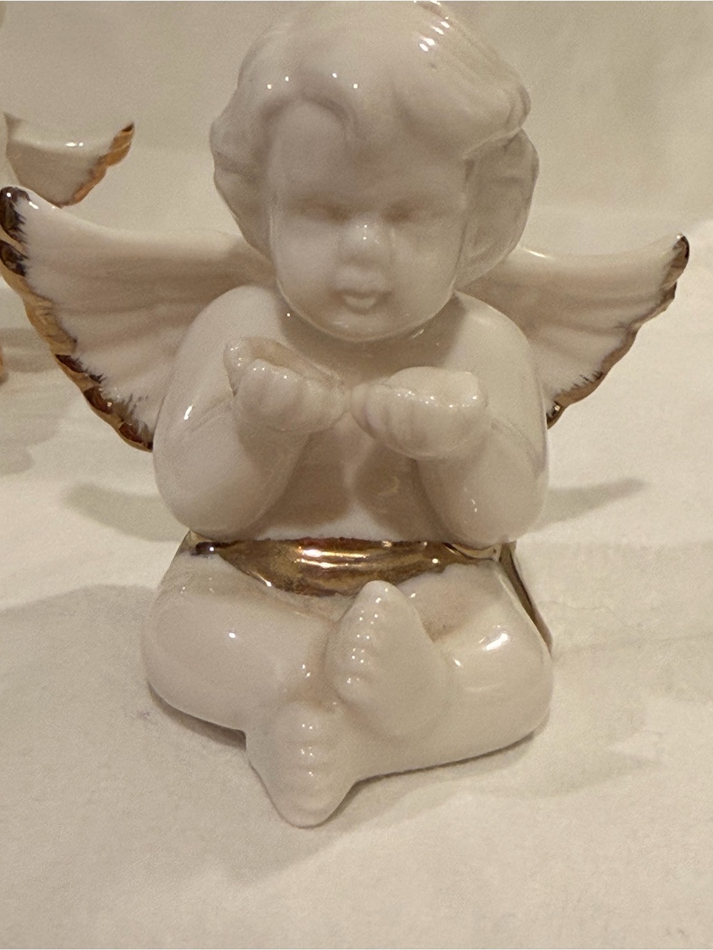 White Ceramic Angel Figurine with Gold  - Home Accent salt and pepper shaker